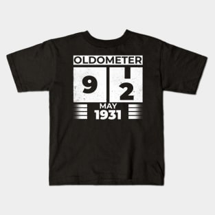 Oldometer 92 Years Old Born In May 1931 Kids T-Shirt